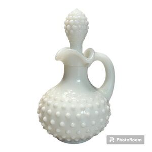 Vintage Avon white hobnail bath oil bottle